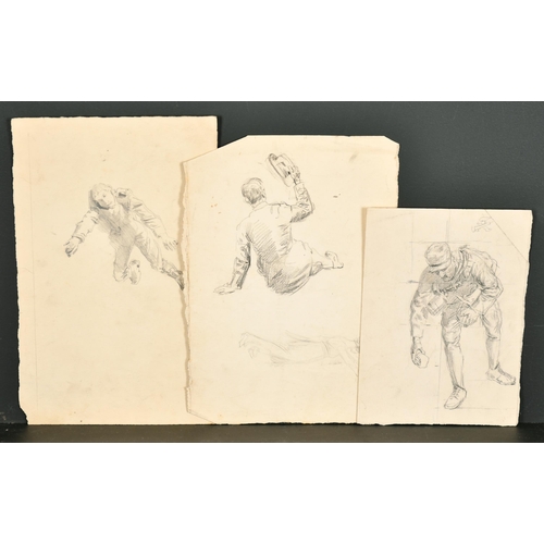 209 - Fortunino Matania (1881-1963) Italian. Wounded Soldiers on Horseback, Pencil, with a sketch of a hor... 