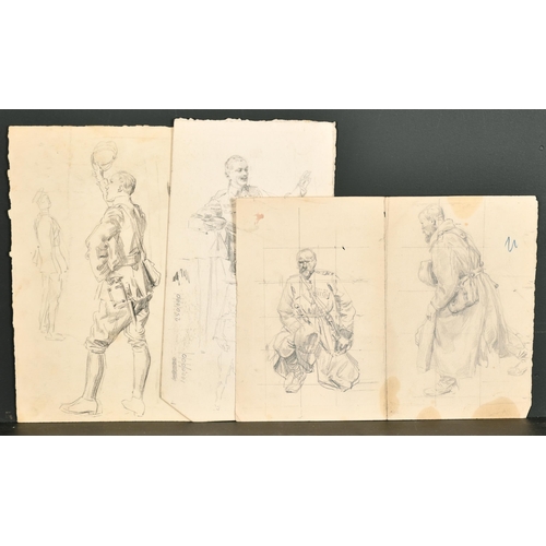 209 - Fortunino Matania (1881-1963) Italian. Wounded Soldiers on Horseback, Pencil, with a sketch of a hor... 