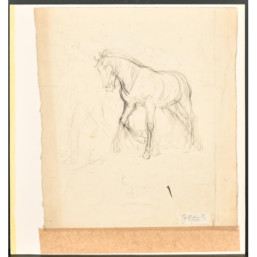 209 - Fortunino Matania (1881-1963) Italian. Wounded Soldiers on Horseback, Pencil, with a sketch of a hor... 