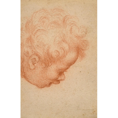 21 - Manner of Raffaello Santi 'Raphael' (1483-1520) Italian. Head Study of a Cherub, Sanguine, 5.75