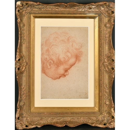 21 - Manner of Raffaello Santi 'Raphael' (1483-1520) Italian. Head Study of a Cherub, Sanguine, 5.75