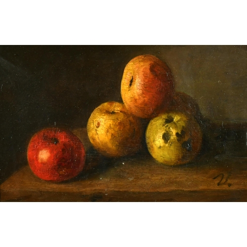 216 - Antoine Vollon (1833-1900) French. Still Life of Apples, Oil on Panel, Signed with Initial, and Insc... 