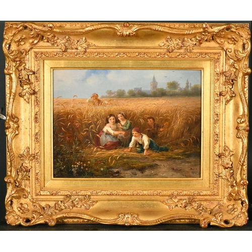 227 - Robert Favelle (1820-1886) French. Children Hiding in the Corn, Oil on Panel, Signed and Dated 1.8.5... 