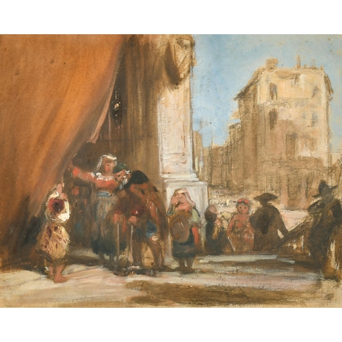 23 - James Holland (1799-1870) British. A Venetian Scene with Figures, Watercolour, (believed to be signe... 