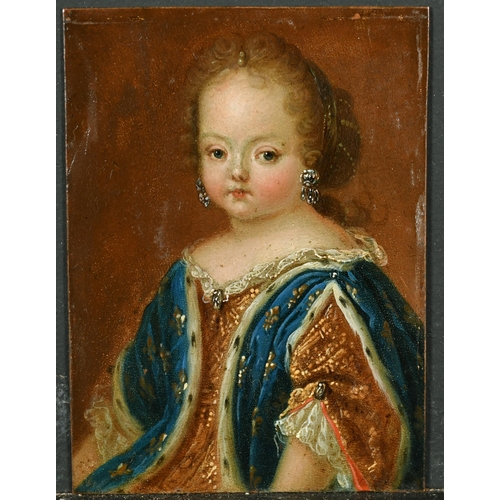 30 - 18th Century European School. Half Length Portrait of a Girl, Oil on Copper, Unframed 4.5