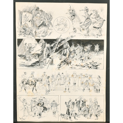 326 - Reginald Thomas Cleaver (1870-1954) British. Scenes from the Wild West, Ink, Signed, Unframed 14