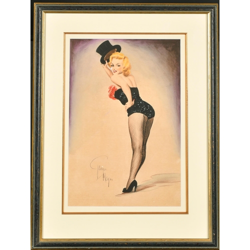 338 - George Meyer (20th Century) British. Study of a Dancing Girl with a Top Hat, Watercolour, Signed, 15... 