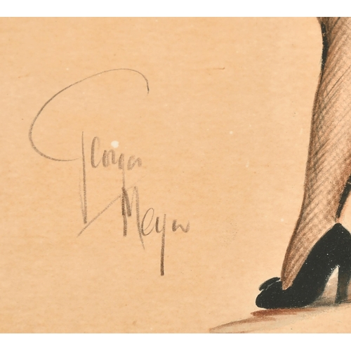 338 - George Meyer (20th Century) British. Study of a Dancing Girl with a Top Hat, Watercolour, Signed, 15... 