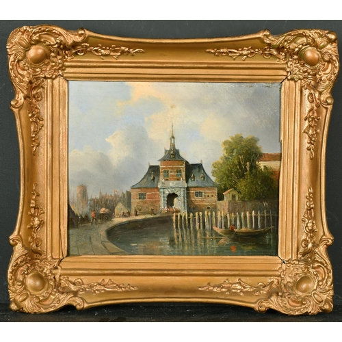 40 - 19th Century Dutch School. A Canal Scene, Oil on Panel, 7.25