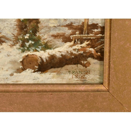 42 - John Cranch of Bath (1751-1821) British. Loggers in a Snow Covered Winter Landscape, Oil on Panel, S... 