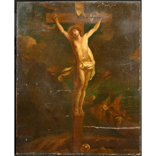 47 - 18th Century Italian School. Christ on the Cross, Oil on Canvas laid down, 20.5