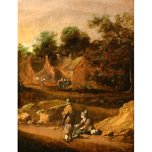 49 - Manner of Adriaen Frans Boudewyns (c.1644-1711) Dutch. Figures on a Path, Oil on Panel, 6.75