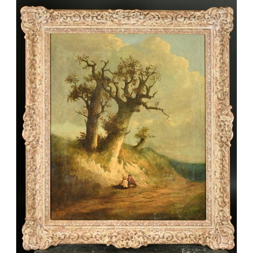 55 - Circle of Thomas Gainsborough (1727-1788) British. Figures Resting under a Tree, Oil on Canvas, 23.5... 