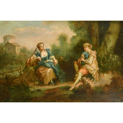 69 - Manner of Jean-Antoine Watteau (1684-1721) French. The Serenade, Oil on Canvas, 25.25