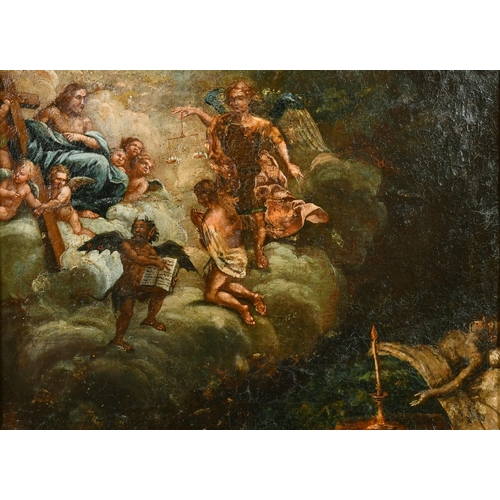 70 - 17th Century Italian School. Judgment Day, Oil on Canvas, 12.75