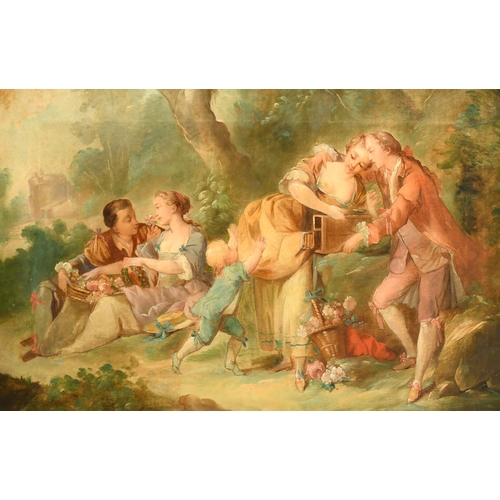 71 - Manner of Jean-Antoine Watteau (1684-1721) French. 'Courting Couples', Oil on Canvas, 20.25