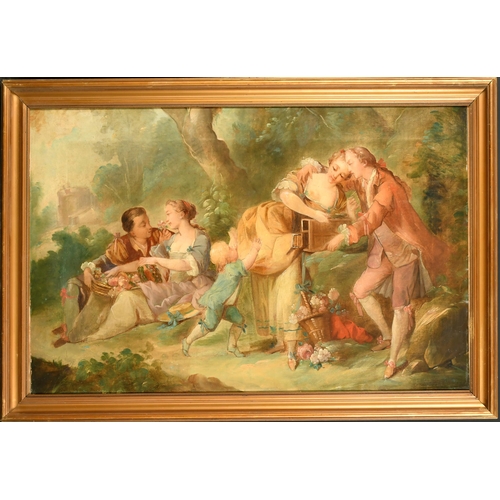 71 - Manner of Jean-Antoine Watteau (1684-1721) French. 'Courting Couples', Oil on Canvas, 20.25