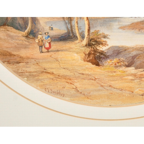 79 - Charles Frederick Buckley (1812-1869) British. Figures in a Highland Landscape, Watercolour, Signed,... 