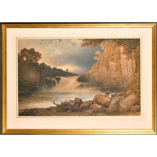 83 - Early 19th Century English School. A Huntsman in a River Landscape, Watercolour, 19.5” x 30.5” (49.3... 