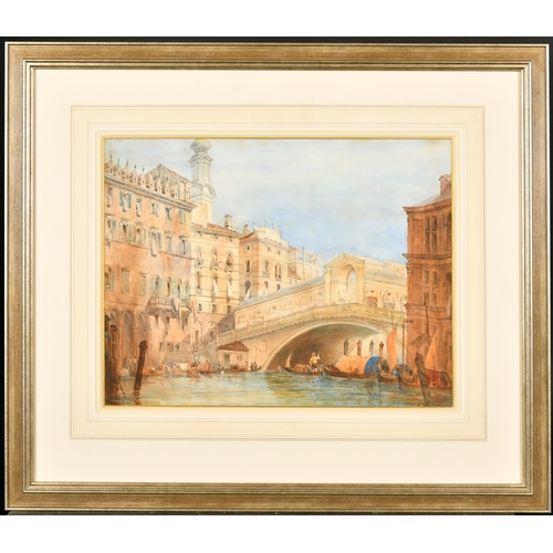 84 - J H W (19th Century) British. The Rialto Bridge, Watercolour, Signed with Initials and Dated 1850, 1... 