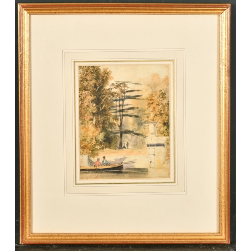 92 - Newton Smith Limbird Fielding (1799-1856) British. Figures on a Boating Lake, Watercolour, Signed, a... 