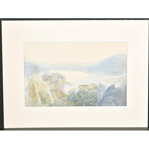 93 - Circle of Edward Lear (1812-1888) British. An Extensive River Landscape, Watercolour, Mounted Unfram... 