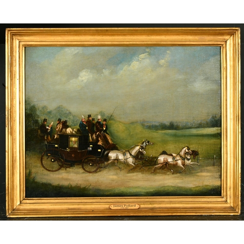 195 - James Pollard (1792/97-1867) British. 'The London to Brighton Coach', Oil on Panel, Inscribed on doo... 