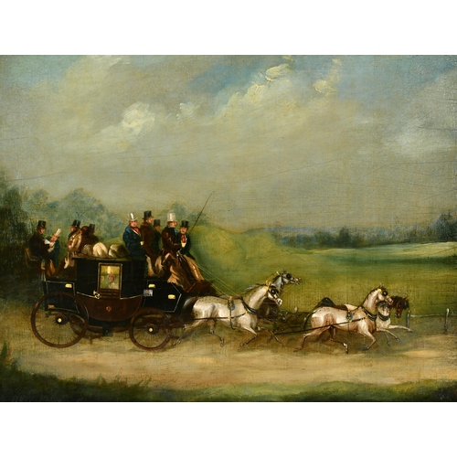 195 - James Pollard (1792/97-1867) British. 'The London to Brighton Coach', Oil on Panel, Inscribed on doo... 