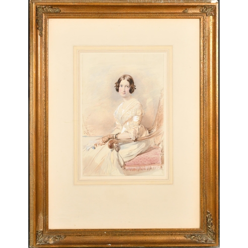 108 - Attributed to George Richmond (1809-1896) British. Portrait of a Seated Lady, Watercolour, 15.5