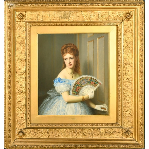 128 - William Crosby (1830-1910) British. Portrait of the Artist's Wife, Oil on panel, Signed and dated 18... 