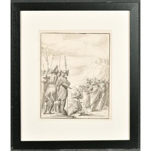 13 - Circle of Inigo Jones (1573-1652) British. 'The Conversion of the Centurion', Ink and wash, 8.25