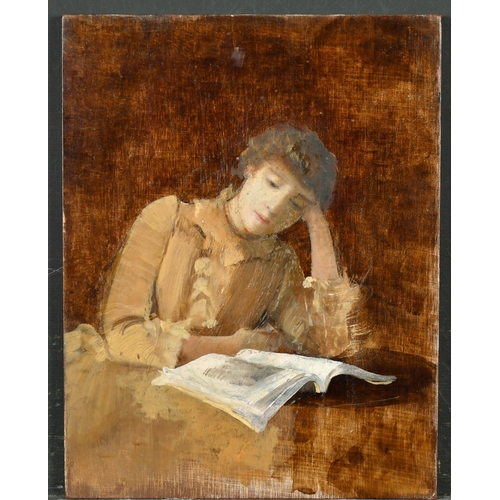 163 - Samuel Luke Fildes (1843-1927) British. Study of a Lady Reading, Oil on panel, Unframed 10.5