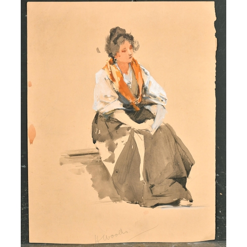 174 - Henry Woods (1846-1921) British. Study of a Seated Lady, Watercolour and Gouache, Unframed 13