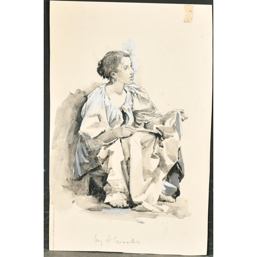 174 - Henry Woods (1846-1921) British. Study of a Seated Lady, Watercolour and Gouache, Unframed 13