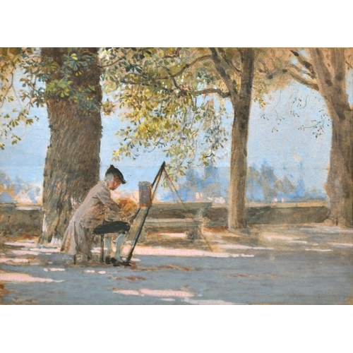 180 - Marcus Clayton Stone (1840-1921) British. An Artist at his Easel, Gouache, 3.25