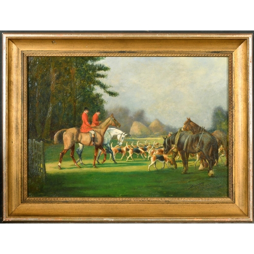 198 - George Wright (1860-1942) British. A Hunting Scene, Oil on canvas, Signed, 14