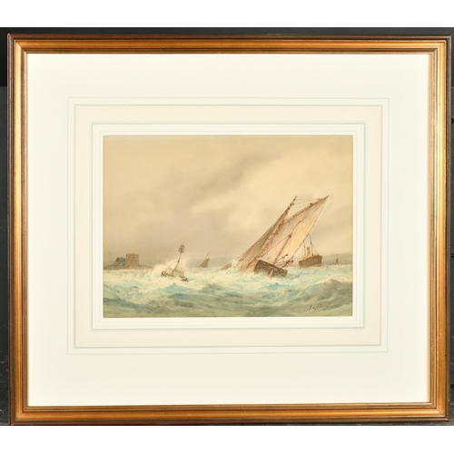 205 - Frederick James Aldridge (1850-1933) British. A Shipping Scene in Choppy Waters, Watercolour, Signed... 