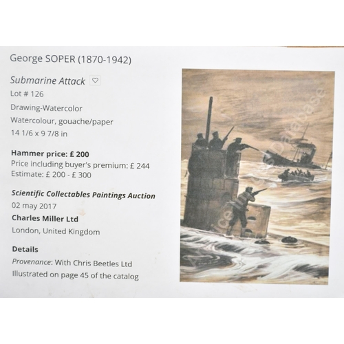 207 - George Soper (1870-1942) British. A Battleship in Distress, Watercolour, Signed, 15.75