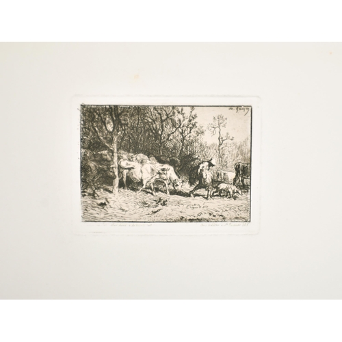 217 - After Charles Jacque (1813-1894) French. Shepherd and his Flock, Etching, 6.6