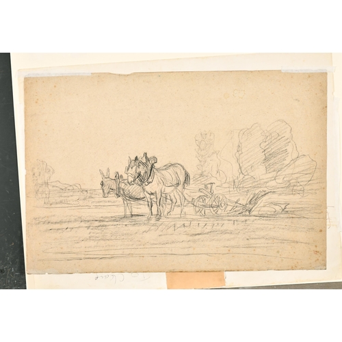 22 - Charles-Francois Daubigny (1817-1878) French. The Plough Team, Charcoal, with Collector's Stamp, Unf... 