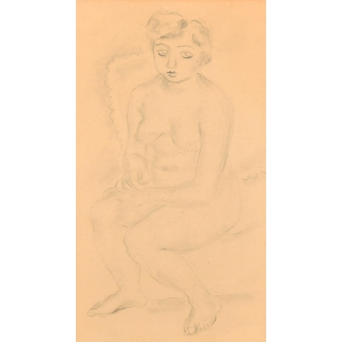 225 - Jules Pascin (1885-1930) Bulgarian. A Seated Naked Lady, Pencil, 13.25