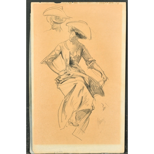 226 - Jules Cheret (1836-1932) French. Study of an Elegant Lady, Pencil, Signed, Unframed 15