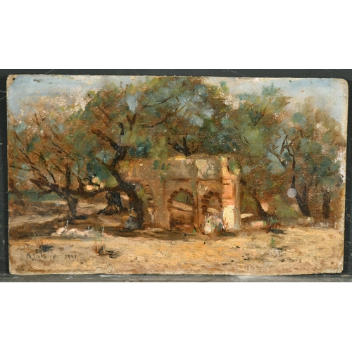 231 - Valette (19th-20th Century French). Ruins in a Wooded Glade, Oil on Card, Signed and dated 1907, 5.5... 