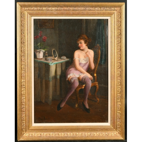 235 - Emil Pap (1884-1955) Hungarian. A Lady in her Boudoir, Oil on canvas, Signed, 27.75