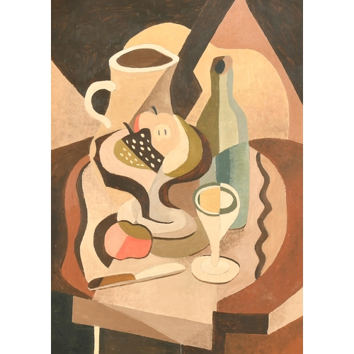 238 - 20th Century European School. A Cubist Still Life, Oil on board, 20.75