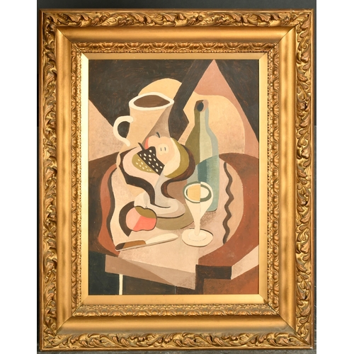 238 - 20th Century European School. A Cubist Still Life, Oil on board, 20.75