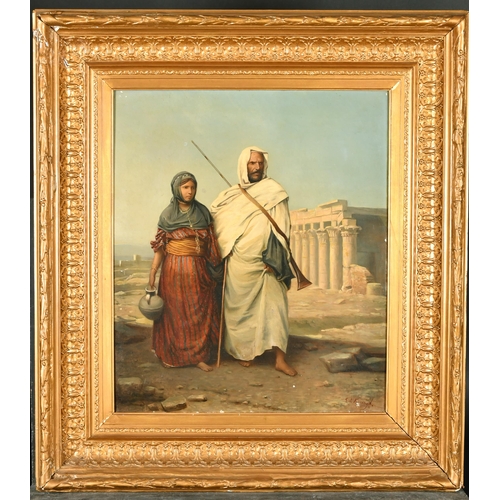 240 - Leendert de Koningh (1810-1887) Dutch. Bedouin Figures, Oil on canvas, Signed, and Inscribed on a la... 