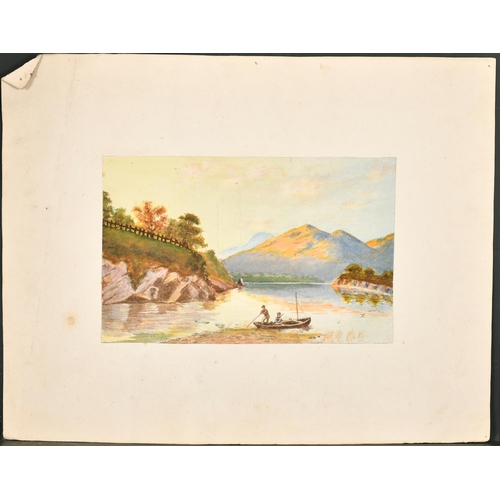 254 - Emily Ann Fox of Dunedin (1847-1862) New Zealand. A Mountainous River Landscape with Figures in a Bo... 