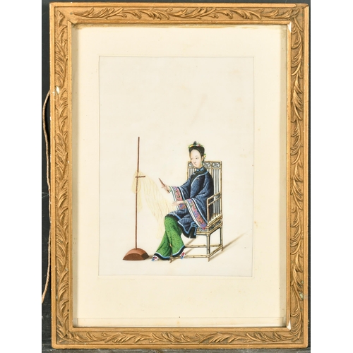 257 - 19th Century Asian School. A Lady at Her Loom, Watercolour on rice paper, 7.25