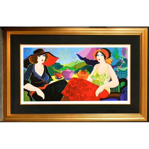 262 - Patricia Govezensky (1961-    ) Israeli. Two Ladies Having Tea, Lithograph, Signed and numbered 87/2... 